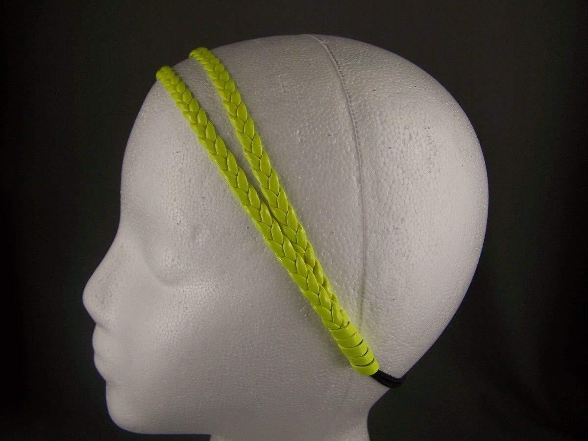 Wholesale Fashion HeadBand Yellow Thin Skinny Braid Double Headband Faux Leather Braided Stretch Elastic Headbands For Women