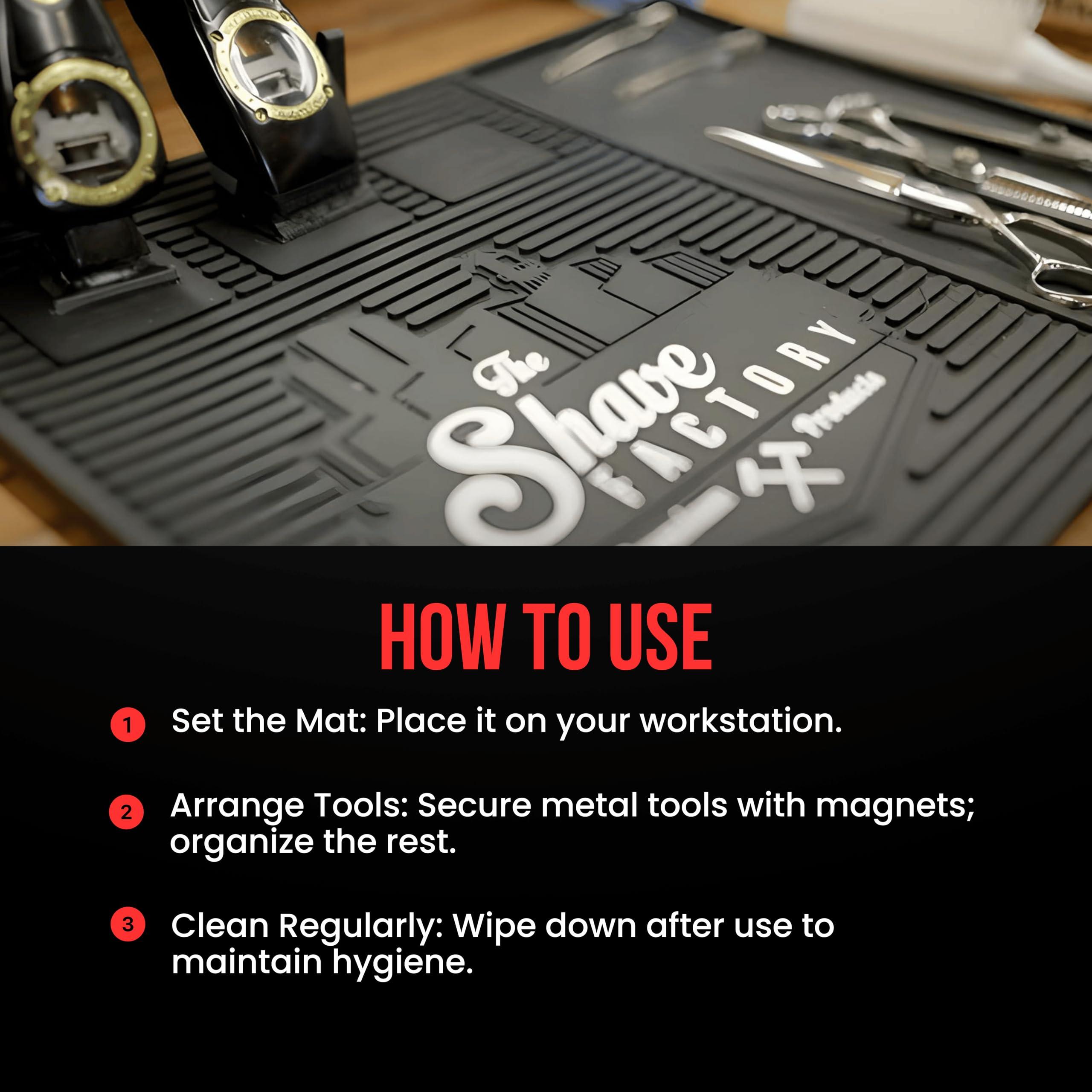 The Shave Factory The Shave Factory Magnetic Station Mat - Organizer Mat, Salon Barbershop Work Station Pads