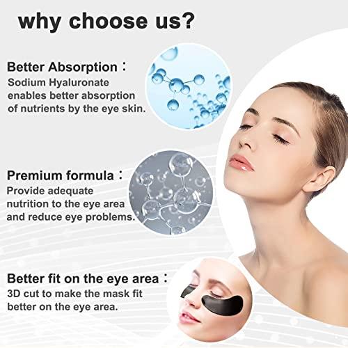 Permotary Permotary 30 Pairs Gel Collagen Eye Pads,Crystal Collagen Under Eye Mask for Moisturizing,Reducing Fine Lines&Dark Circles& Puffy Eyes Under Eye Patch for Women Men, Black