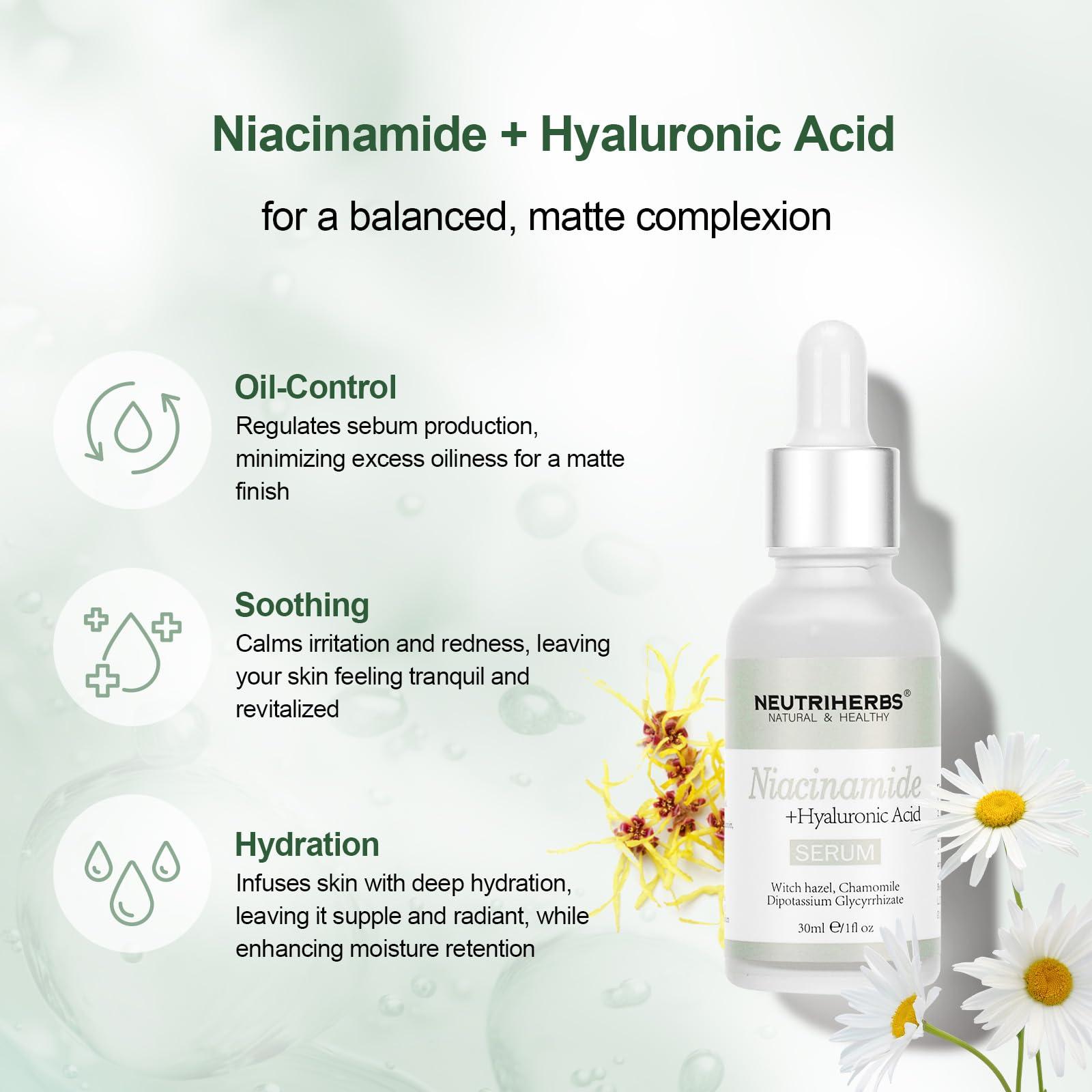 Neutriherbs Neutriherbs 4% Niacinamide Serum for Face the Ordinary + HA,Effectively Work to Control Excess Facial Oil, Minimize the Pores and Prevent Breakouts, Best Niacinamide Serum For Oily Skin