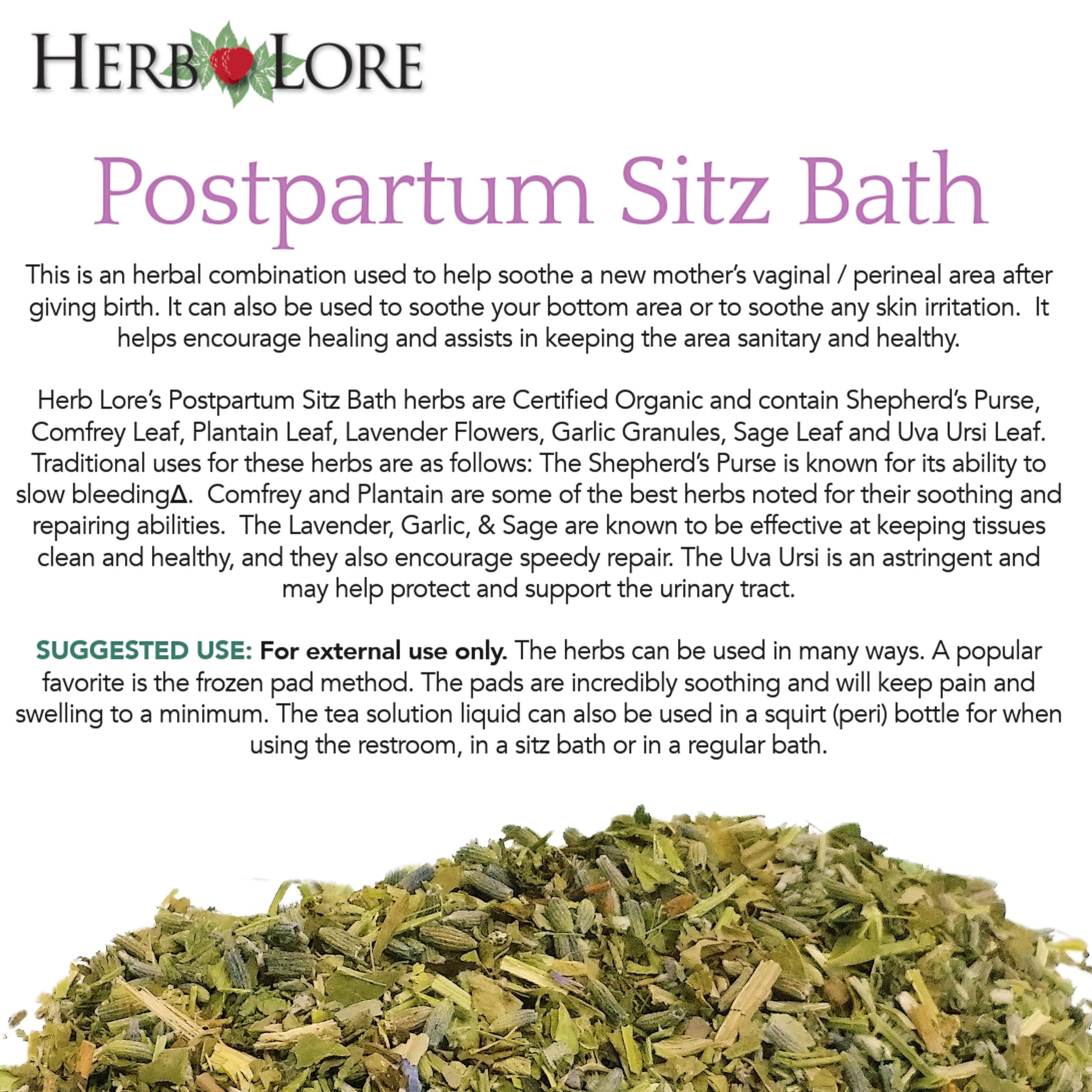 Herb Lore Herb Lore Organic Postpartum Sitz Bath Soak, Herbal After Birth Care for Perineal Healing