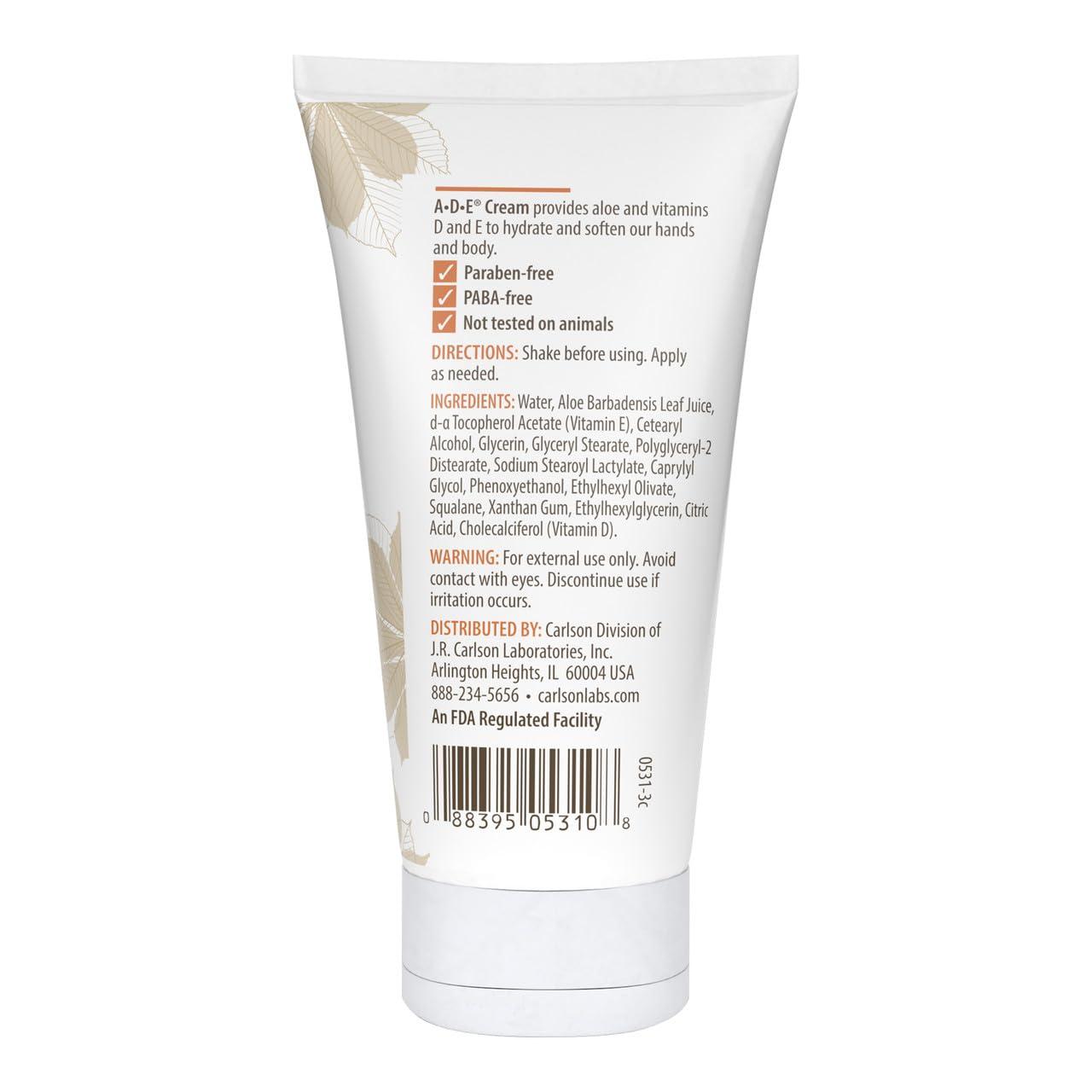 Carlson Carlson - ADE Hand and Body Cream, Avocado Oil, 20000 IU Vitamin D, 10000 IU Vitamin E, Unscented, 4 oz