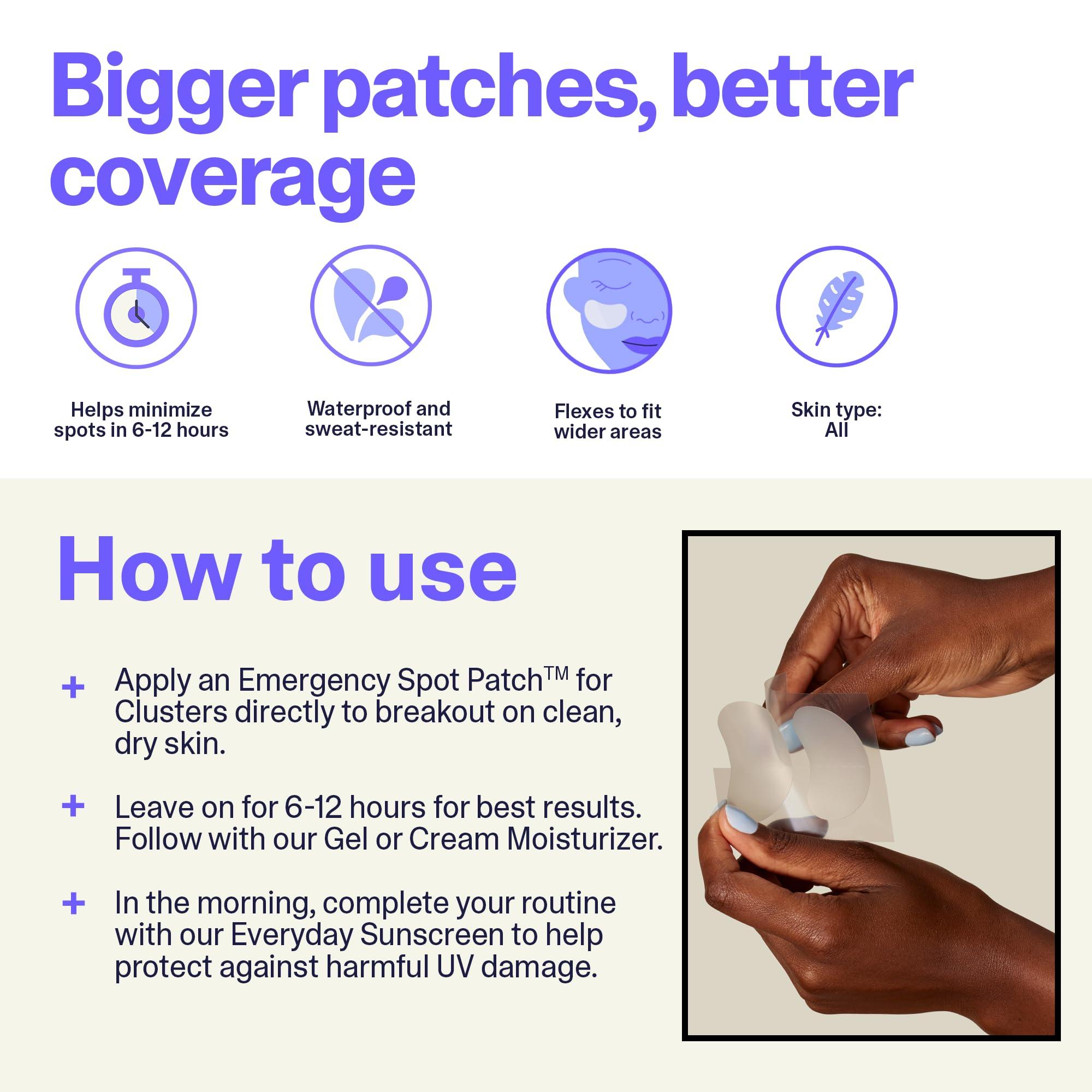 Curology Curology Acne Skin Care Bundle, 14 ct Large Cluster Pimple Patches and Acne Cleanser Face Wash with 2.5% Benzoyl Peroxide, Fragrance Free