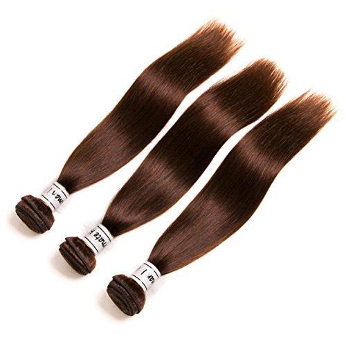 Ornate Hair Light Brown Bundles Human Hair Brazilian Straight Hair Virgin Bundles 3 Bundles 100% Unprocessed Human Hair Weave Bundles Extensions 9A Grade Brown Bundles Sew In(10 12 14 Inch, 4# Straight Bundle)