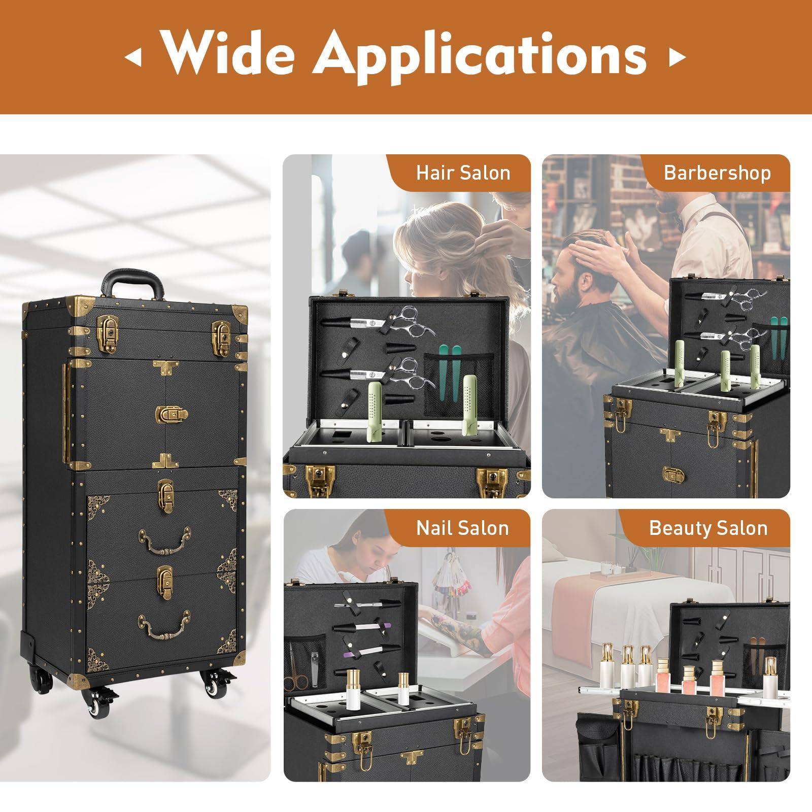 YIYIBYUS YIYIBYUS Rolling Makeup Case Trolley, Makeup Organizer Salon Trolley Rolling Cart Beauty Drawer Lockable Cabinet Cosmetic Organizer with 4 Wheels for Stylist Nail Technician Salon