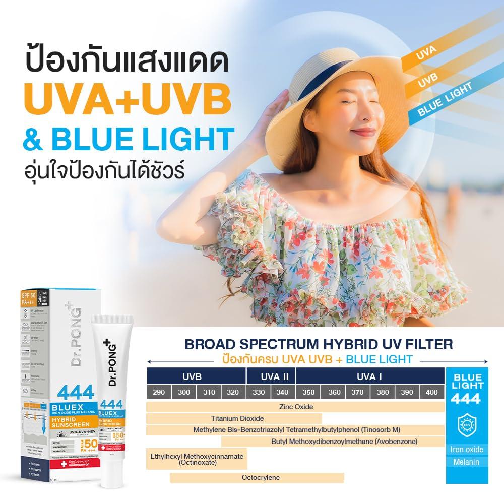 Generic Generic Dr.PONG 444 BlueX iron oxide plus melanin hybrid sunscreen SPF50 Ectoin Niacinamide 30ml, 1.05 Ounce (Pack of 1)