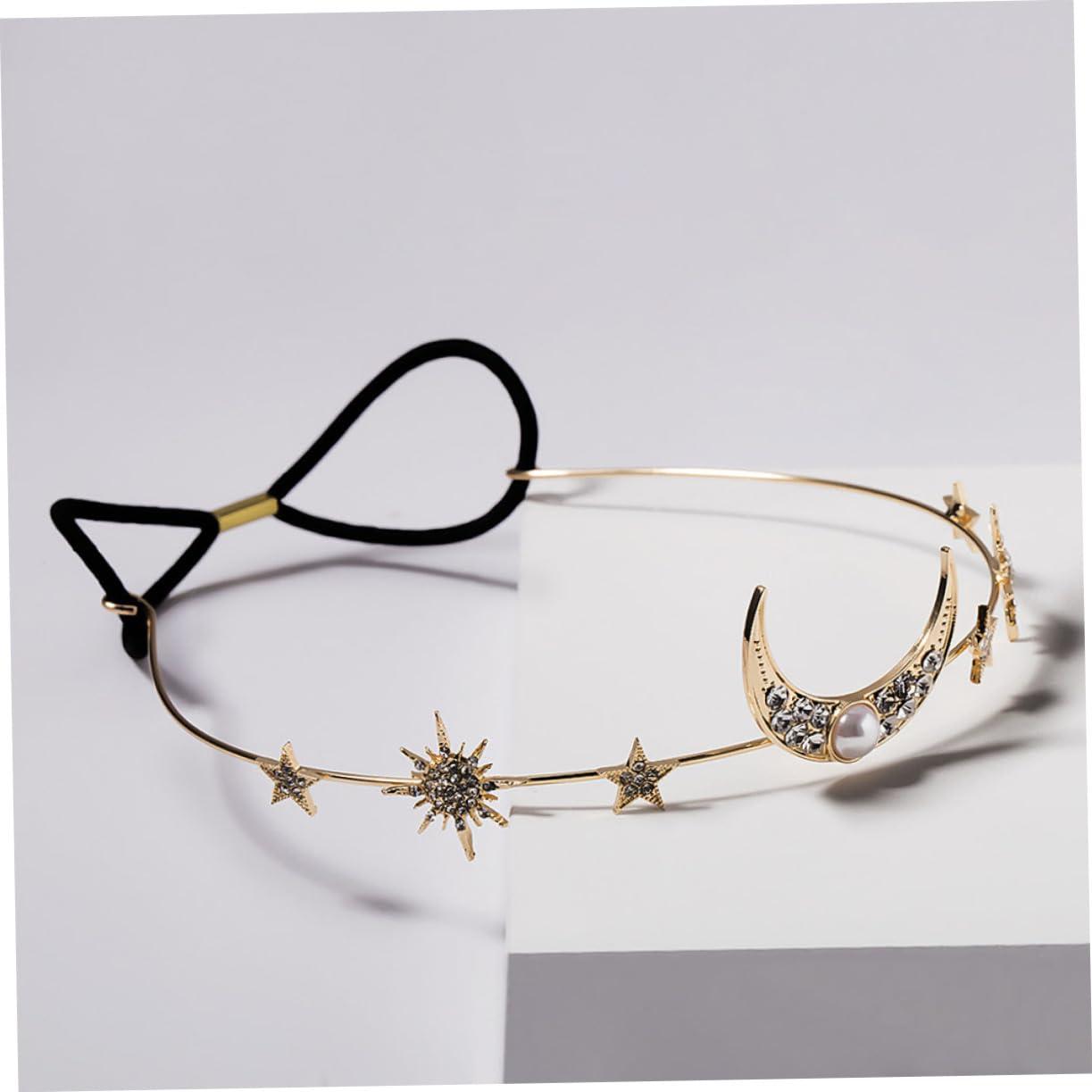 Beatifufu Beatifufu 1pc Bridal Headdress Stars Moon Crown Rhinestone Tiara for Wedding Bridesmaid Hair Accessory