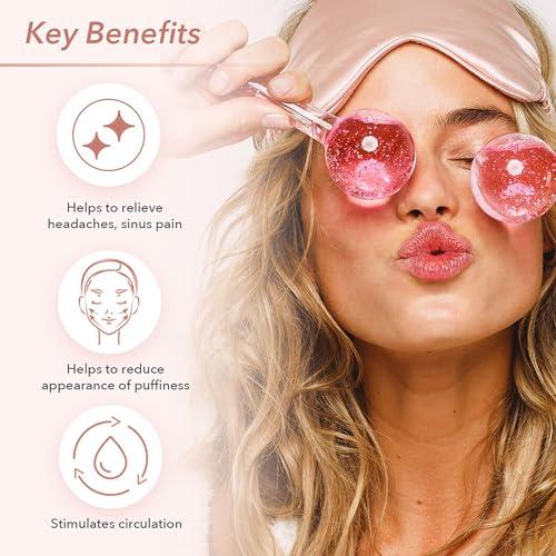 Zo Ayla Zoe Ayla Ice Globes, 2 pcs - Face Ice Roller for Relaxing and Reducing Fine Lines - Tightening and Depuffing Skin - Ideal for Tired Eyes - Travel Sized Facial Massager with Cute Sparkles