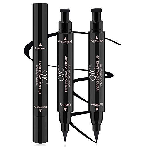 COSBAY 2Pcs Winged Eyeliner Stamp,Dual Ended Waterproof Liquid Eye Liner Pen,Long Lasting Eyeliner Stamp Wingliner,Natural Smudge Proof Eyeliner Stamp For Cat Eye Flick,2 Sizes Stamp Vamp Style Wingliner