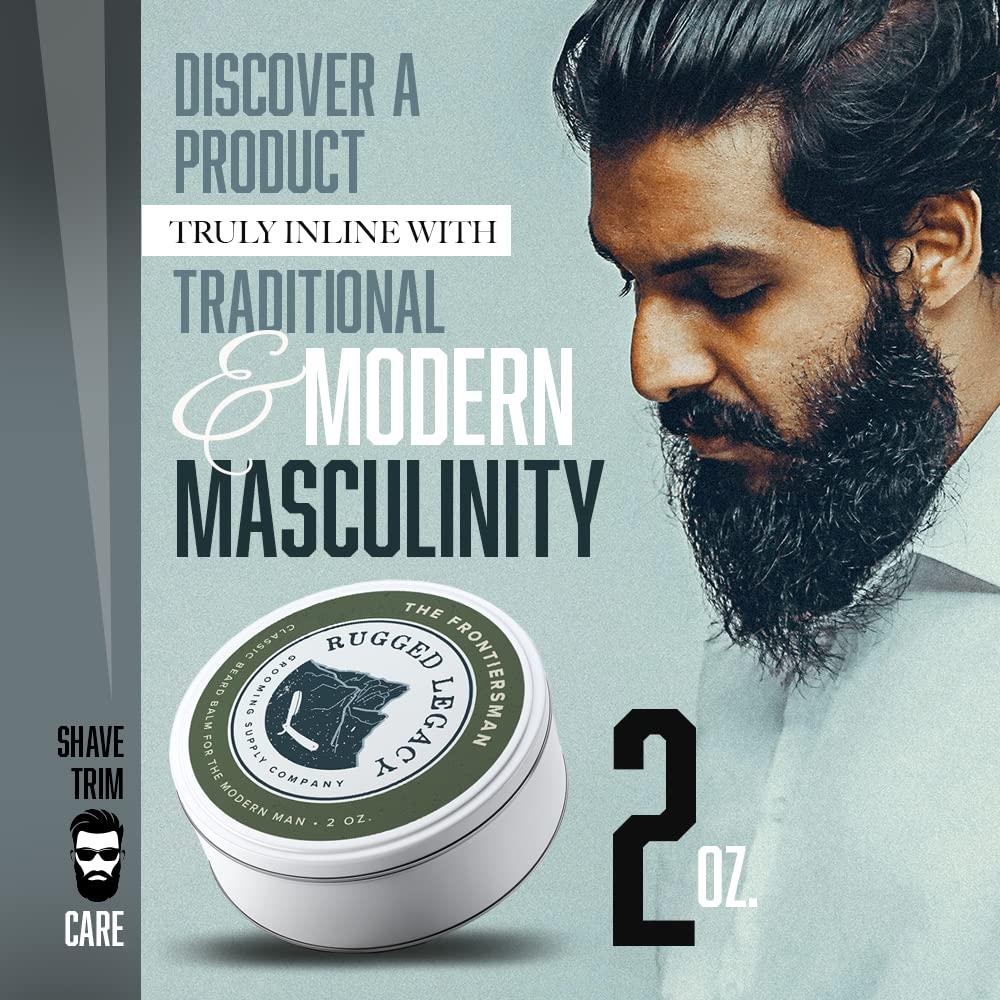 Rugged Legacy Grooming Supply Company Rugged Legacy - Beard Balm, The Frontiersman 2oz Beard Balm for Men, Woodsy Scented Beard Balm with Notes of Molasses, Beard Balm Made with Natural Oils that Enrich Your Entire Beard - Roots To End