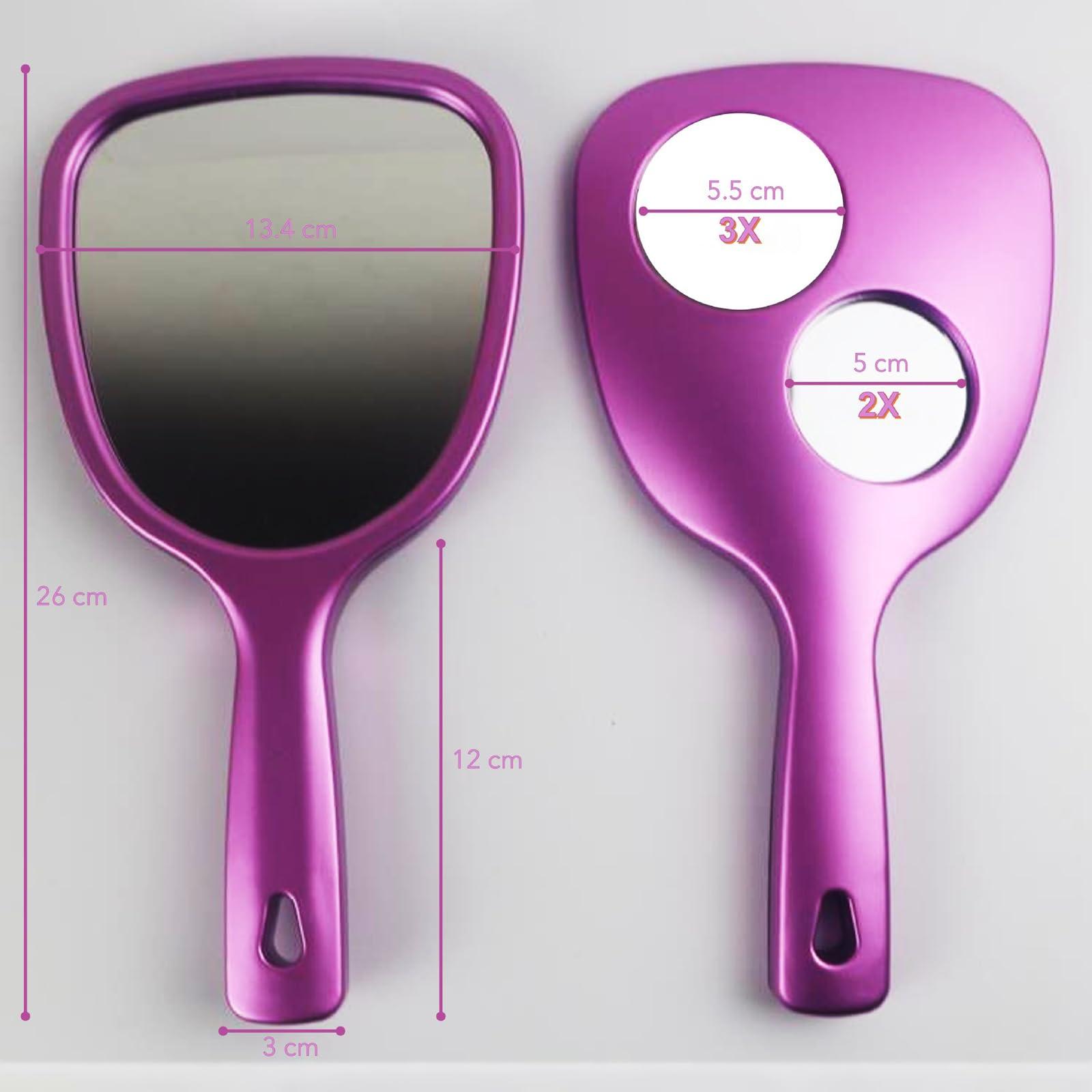 purzen purzen Handheld Makeup Mirror, Modern Simple Handle High-Definition Makeup Mirror, Portable Plastic Princess Mirror,Blue