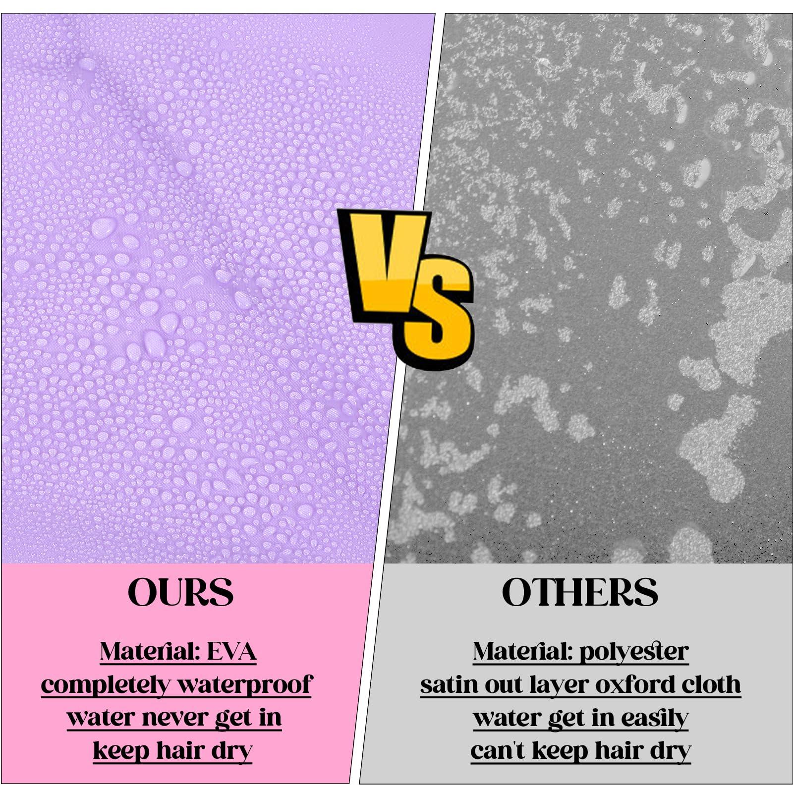 Abeillo 2 Pcs Large Shower Cap for Braids, Extra Long Shower Cap for Women Long Hair & Locs, Waterproof Hair Bonnets for Dreadlocks Drawstring Bath Caps for Women & Men (Pink, Purple)