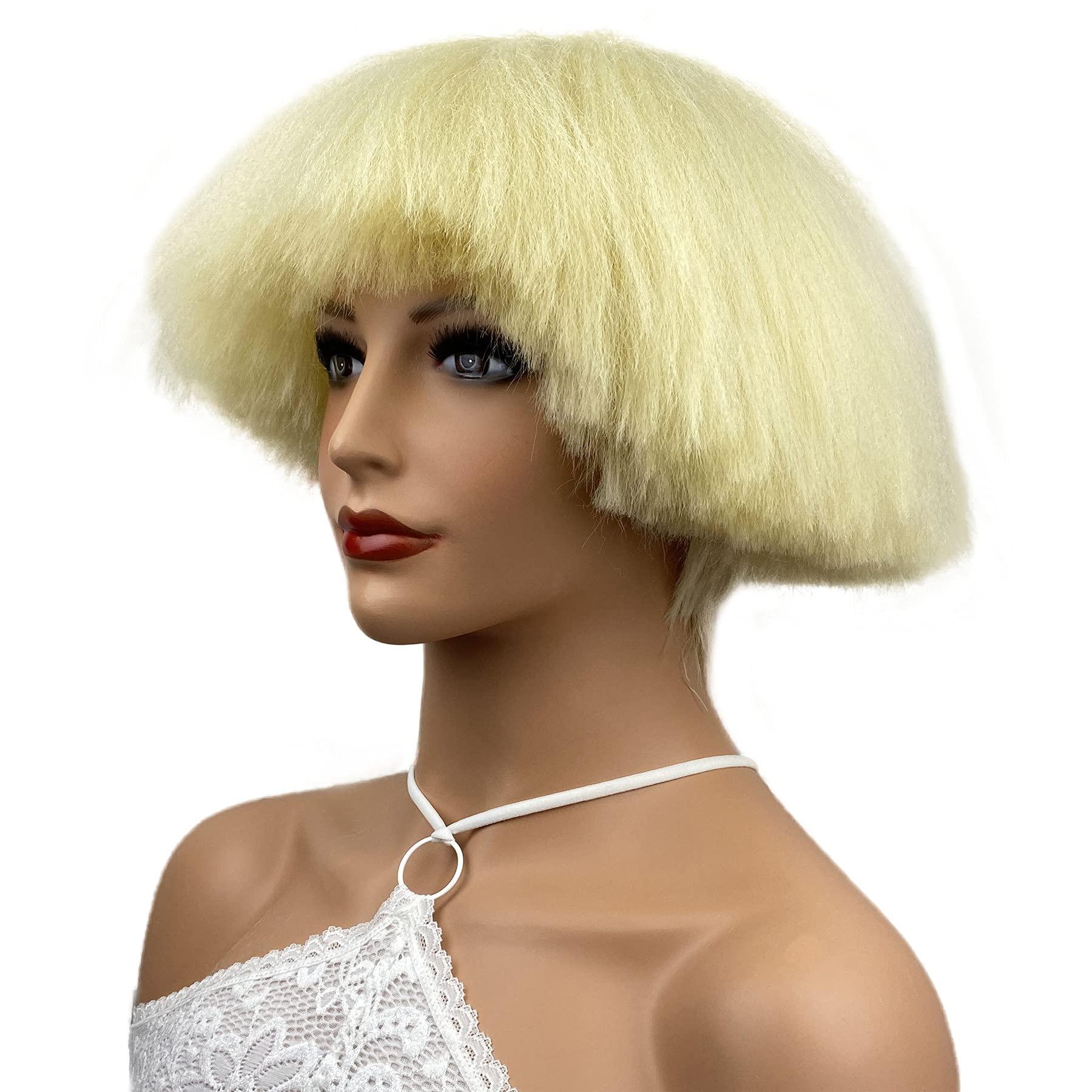 Aimole Aimole Yaki Straight Voluminous Mushroom Wig Blonde Mushroom Head Wig Bowl haircut Wigs Synthetic Wigs