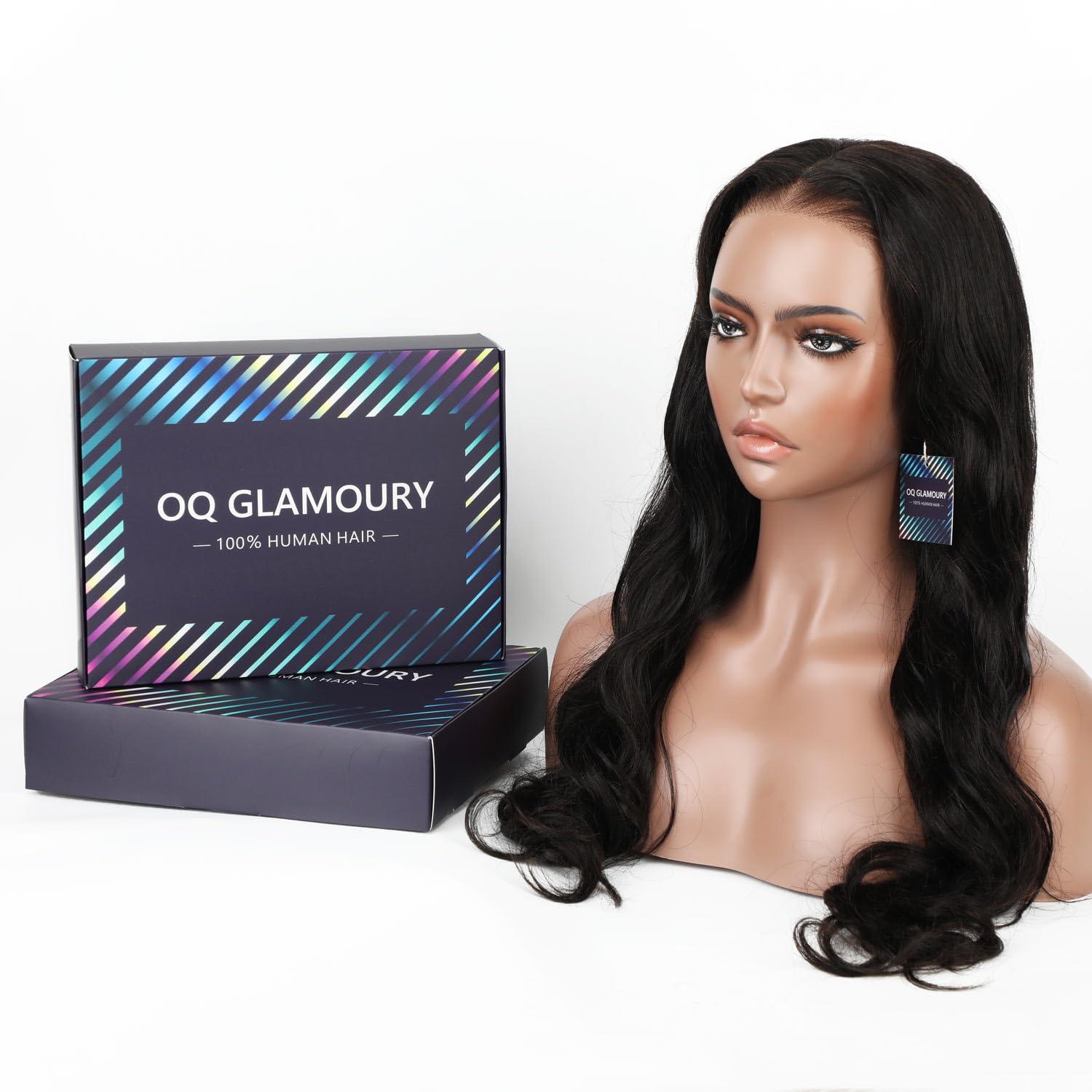 Generic OQ GLAMOURY 100% Wear Go Glueless Wigs Pre Cut Lace Body Wave Undetectable 6X4 HD Lace Wigs 180% Density Human Hair Wigs for Women Pre Plucked (20 Inch)