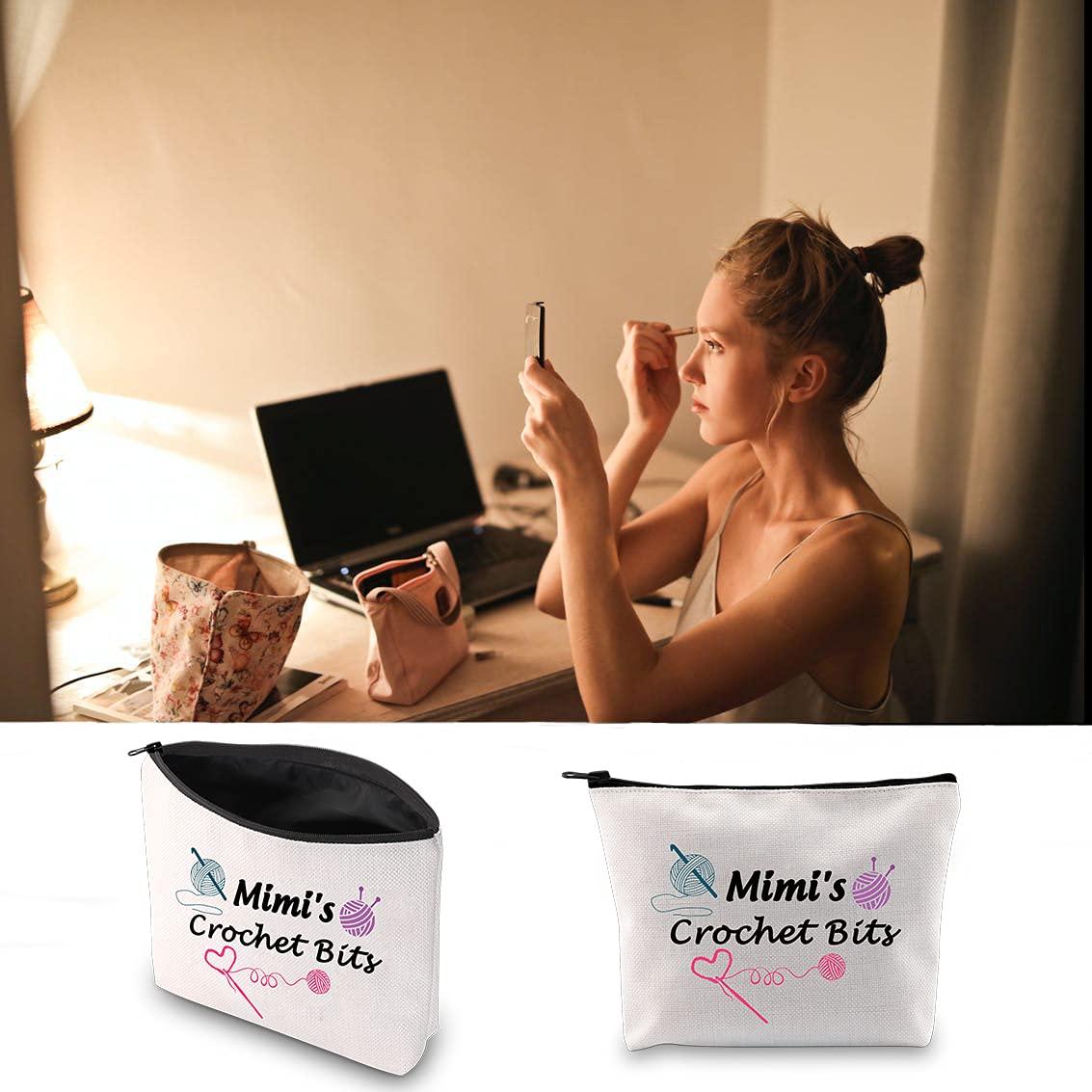 JXGZSO JXGZSO Mimi Crochet Gift Crochet Bits Crochet Accessories Bag Mimi's Crochet Bits Mothers Day Gift (Mimi's Crochet Bits White Bag)