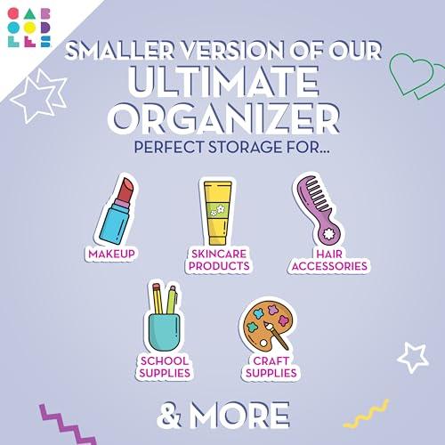 Caboodles Caboodles Pretty in Petite Makeup Box, Two-Tone Periwinkle on Pink, Hard Plastic Organizer Box, 2 Swivel Trays, Fashion Mirror, Secure Latch for Safe Travel