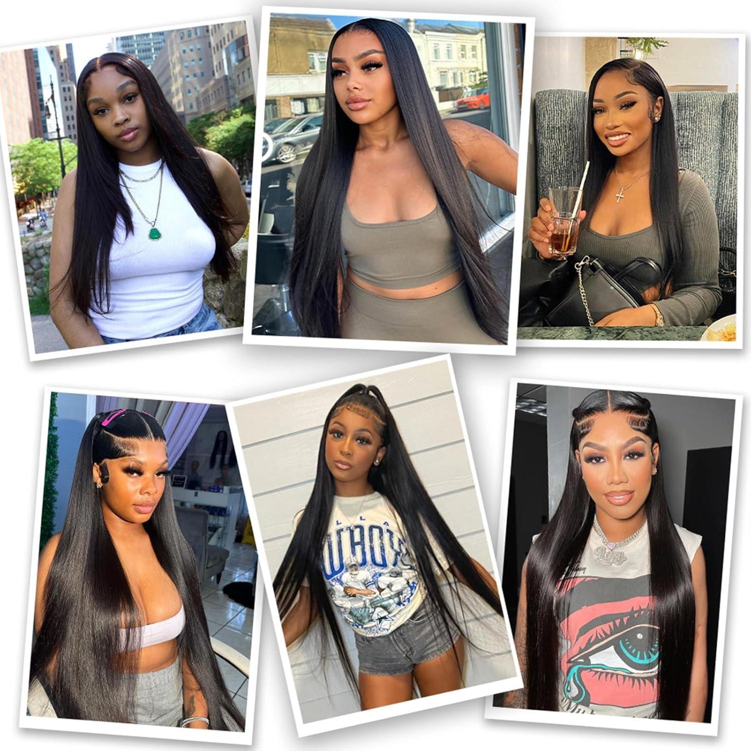 bb face bb face 13x6 Straight Lace Front Wigs Human Hair 180% Density HD Transparent Lace Frontal Wigs Human Hair Pre Plucked 36 Inch Straight Human Hair Wigs for Women