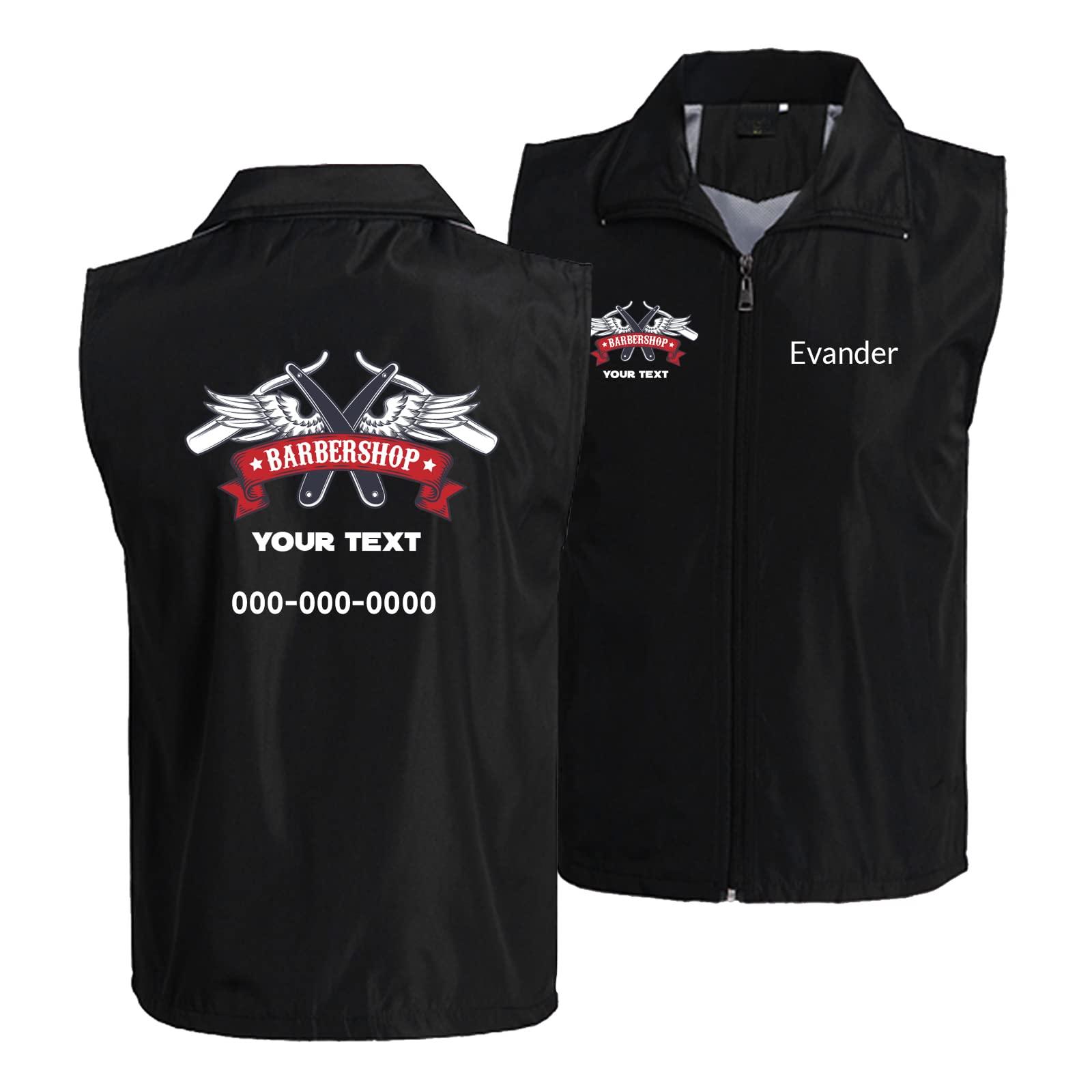 NICTIMEID Custom Barber Smocks Personalized Logo Name Barber Shop Workwear Unisex Work Vest for Hair Salon