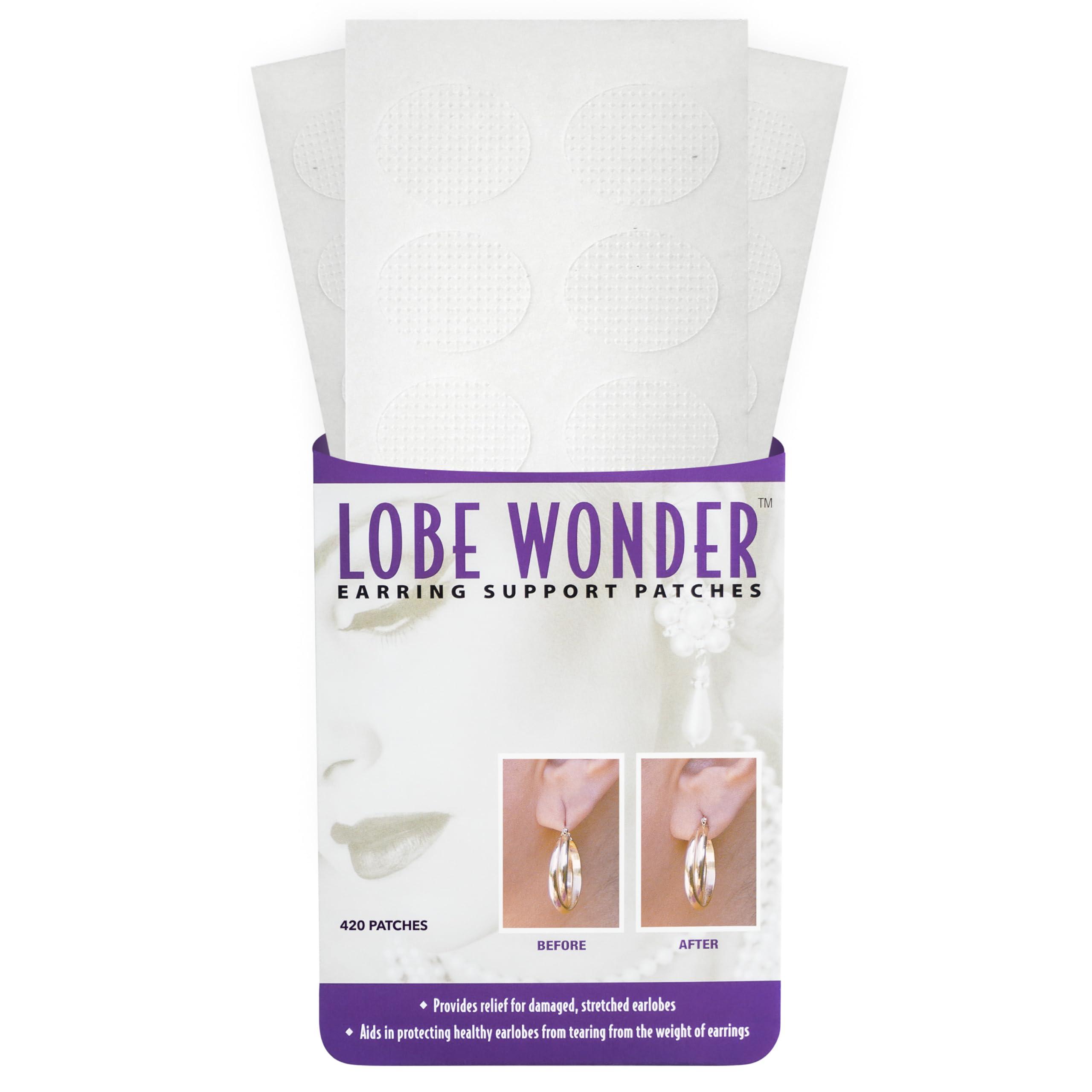 Lobe Wonder Lobe Wonder - The ORIGINAL Ear Lobe Support Patch for Pierced Ears - Eliminates the Look of Torn or Stretched Piercings - Protects Healthy Ear Lobes from Tearing - 420 Patches - Clear & Latex-Free