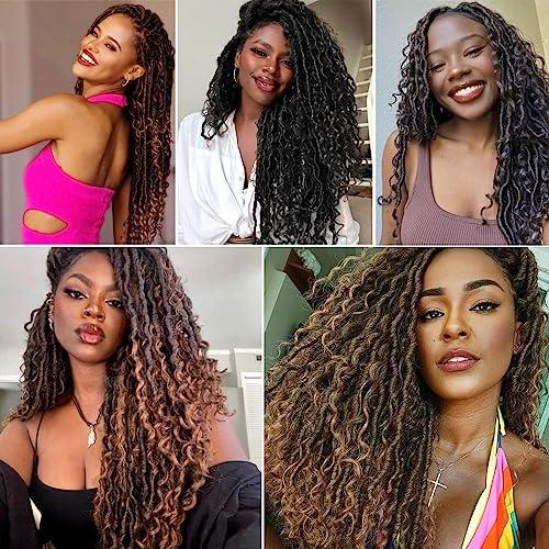 Ahrencan 613 Goddess Locs Crochet Hair,5 Packs 14 Inch Pre Looped Blonde Boho Goddess Faux Locs Crochet Hair With Curly Ends,Soft Hippie Locs Crochet Hair For Women Human Hair (14in,5packs, 613#)