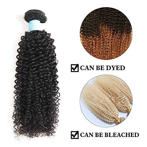 BLY BLY 7A Mongolian Afro Kinky Curly Human Hair 3 Bundles Unprocessed Hair Weave Weft Big Hair for African American Women Natural Color (12/14/16 Inch, Kinky Curly Black)
