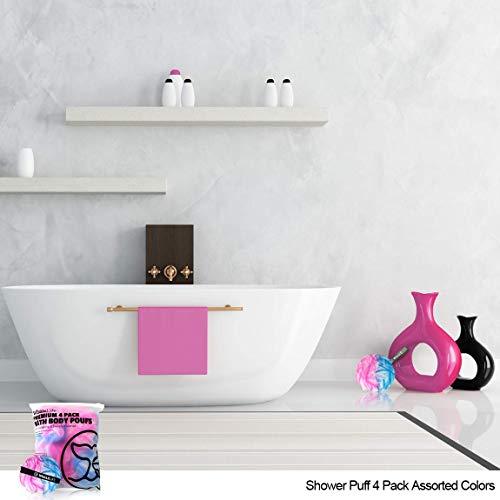 WhaleLife Loofah Sponge Bath Sponge for Women Men 4 Pack (Blue Pink Conbine)