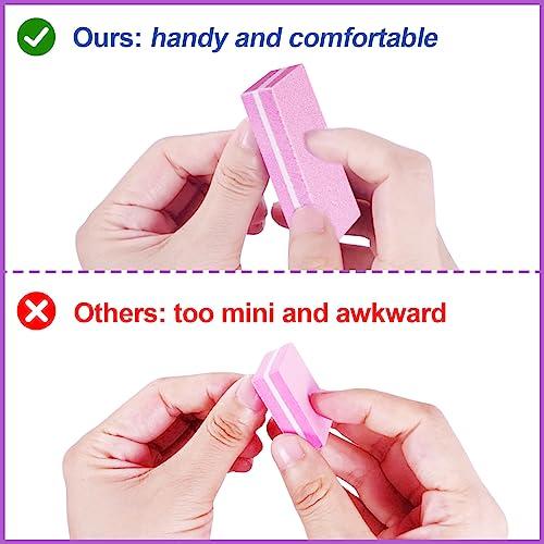 HomeyEra Nail Buffers (60 Pack), Buffer Block Nail File for Acrylic Nails and Natural Nails, 100/180 Grit Small Nail Buffer Block Bulk Buffing Blocks for Nail Buff Professional Manicure File Blocks Set Pink