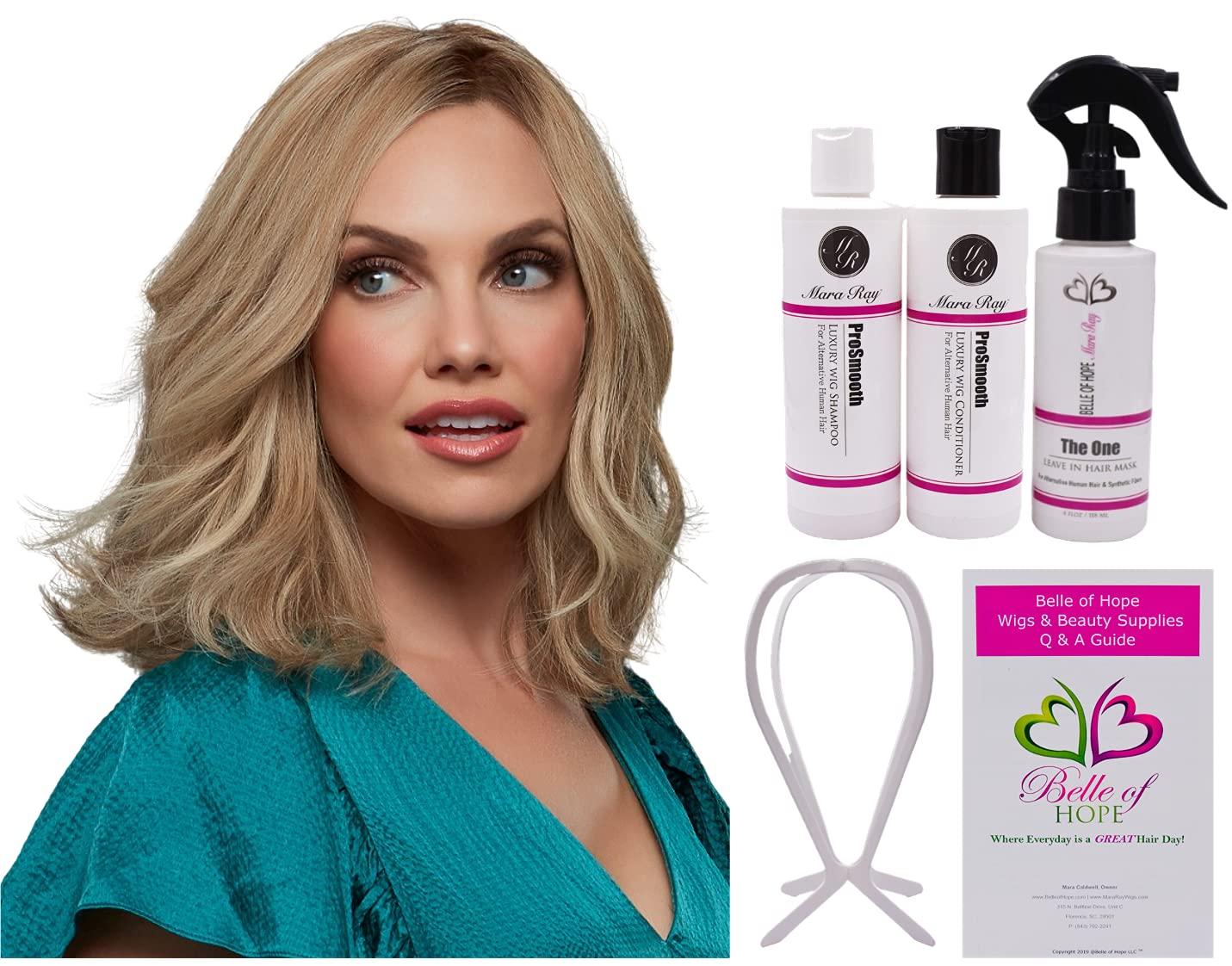 Belle of Hope Belle of Hope CARRIE Lace Front Mono Top Human Hair Wig by Jon Renau, 6PC Bundle: Wig, 4oz Mara Ray ProSmooth Shampoo and Conditioner, The One Detangler, Wig Stand, and 19 Page Guide (2)