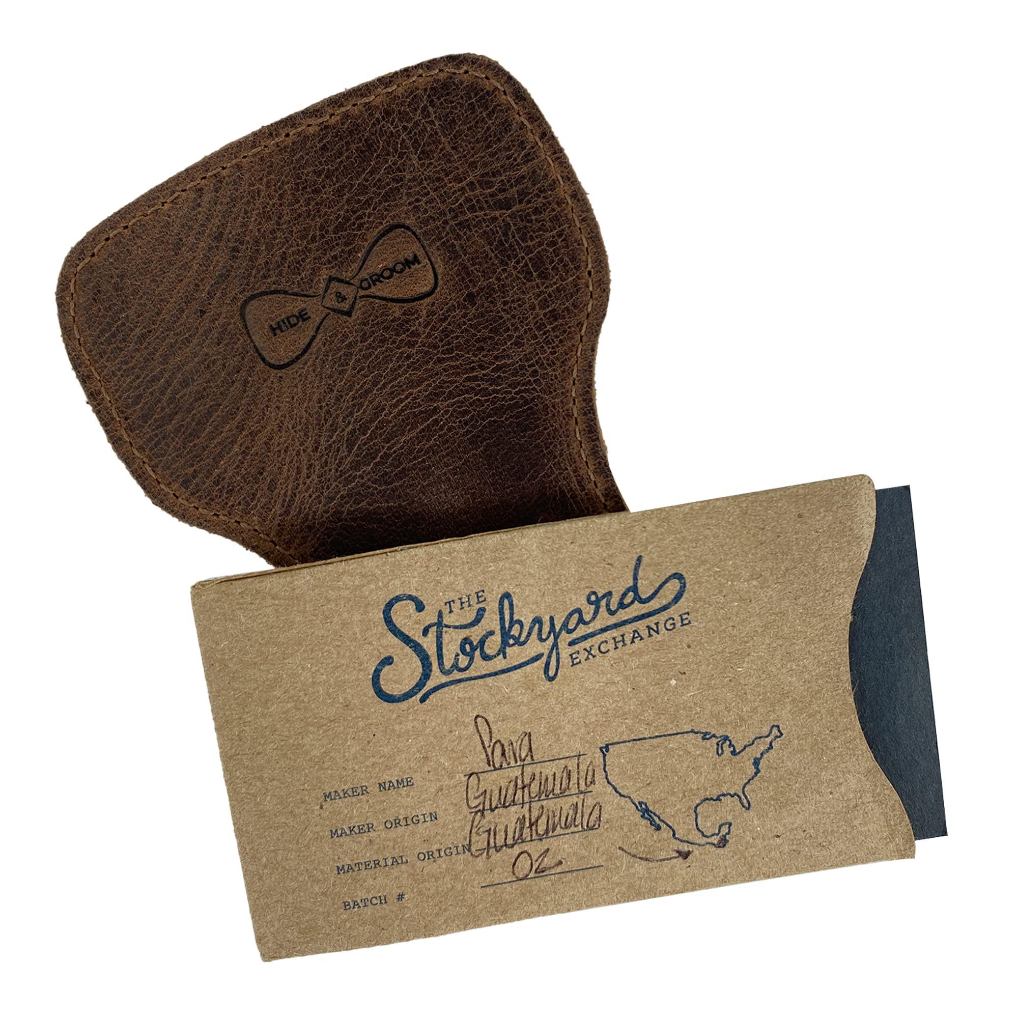 Hide & Groom Hide & Groom, Rustic Edge Razor Protector Case Handmade from Full Grain Leather, Safety Razor Head Protective Sheath, Shaving Travel Cover - Bourbon Brown