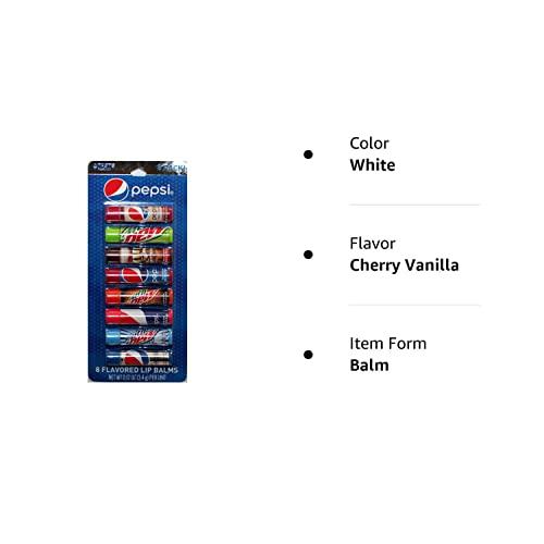 Taste Beauty Taste Beauty (1) Party Pack Pepsi - 8pc Soda Flavored Lip Balm Sticks - Flavors: Cherry Vanilla, Mountain Dew, Mug Root Beer, Wild Cherry, Livewire, White Out, Diet - Net Wt. 0.12 oz Each Stick