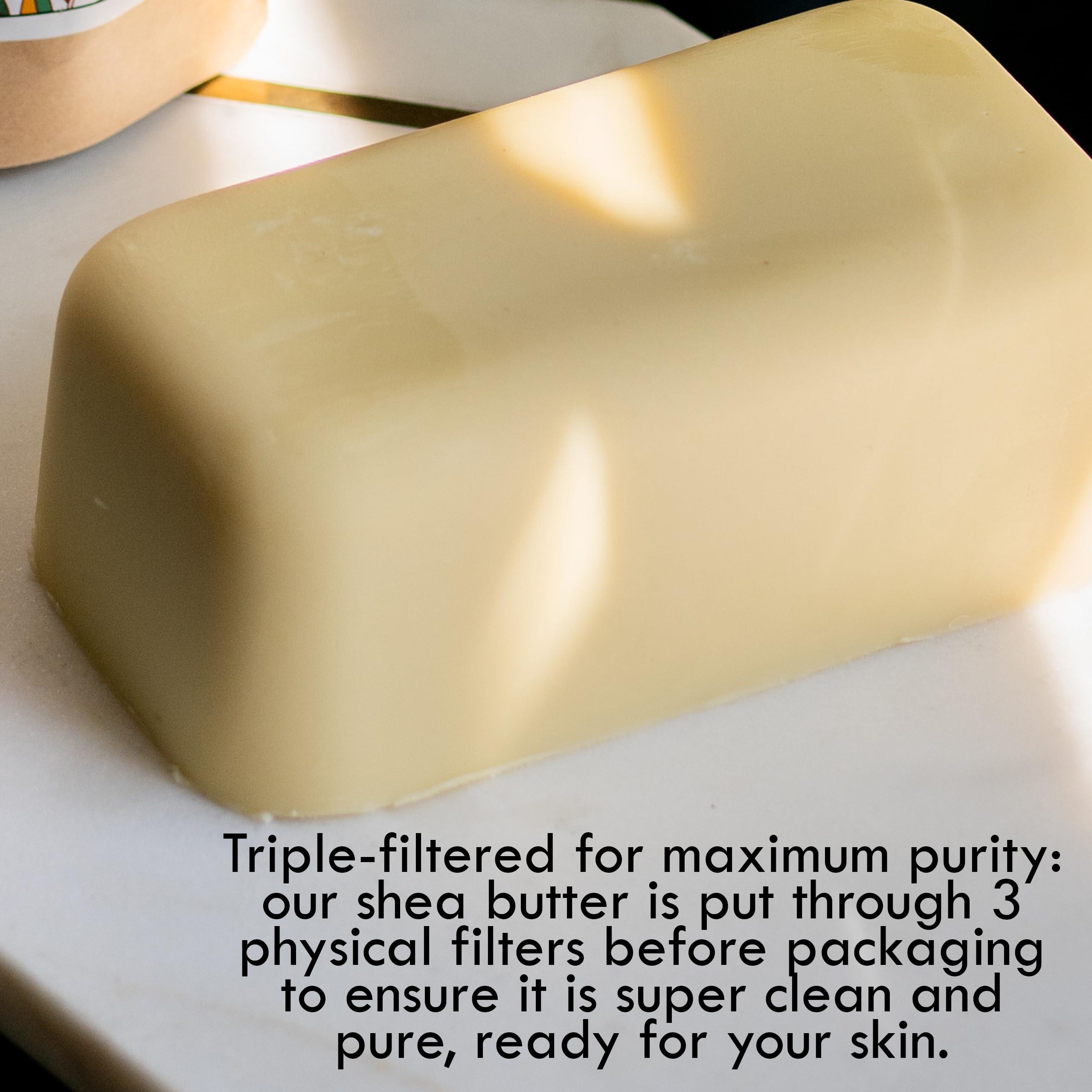 Better Shea Butter Organic Shea Butter Raw Unrefined | Pure African Shea Butter for Hair & Dry Skin | Natural Face Moisturizer | Body Butter Base for Shea Butter Lotion, DIY Lip Balm and Soap Making Supplies, 1lb Bar