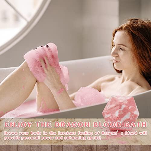 VIIPHA Huge D20 Bath Bombs with Full Surprise Set of Polyhedral Dice Inside, D&D Inspired Dragon Blood Bath Bomb 11oz with Gift Box - Perfect for Dungeon Master, Player and Tabletop RPG Nerd