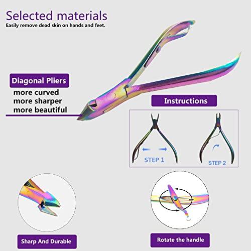 SFYDOM Manicure Set Professional Nail Clippers Kit Pedicure Care Tools- Stainless Steel Women Grooming Kit 18Pcs for Travel or Home (Dot Pattern - Rainbow)