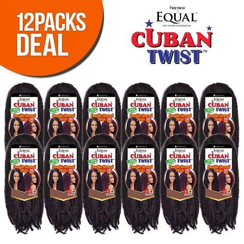 FreeTress Equal Freetress Equal Synthetic Hair Braids Double Strand Style Cuban Twist Braid 16" (12-Pack, 1)