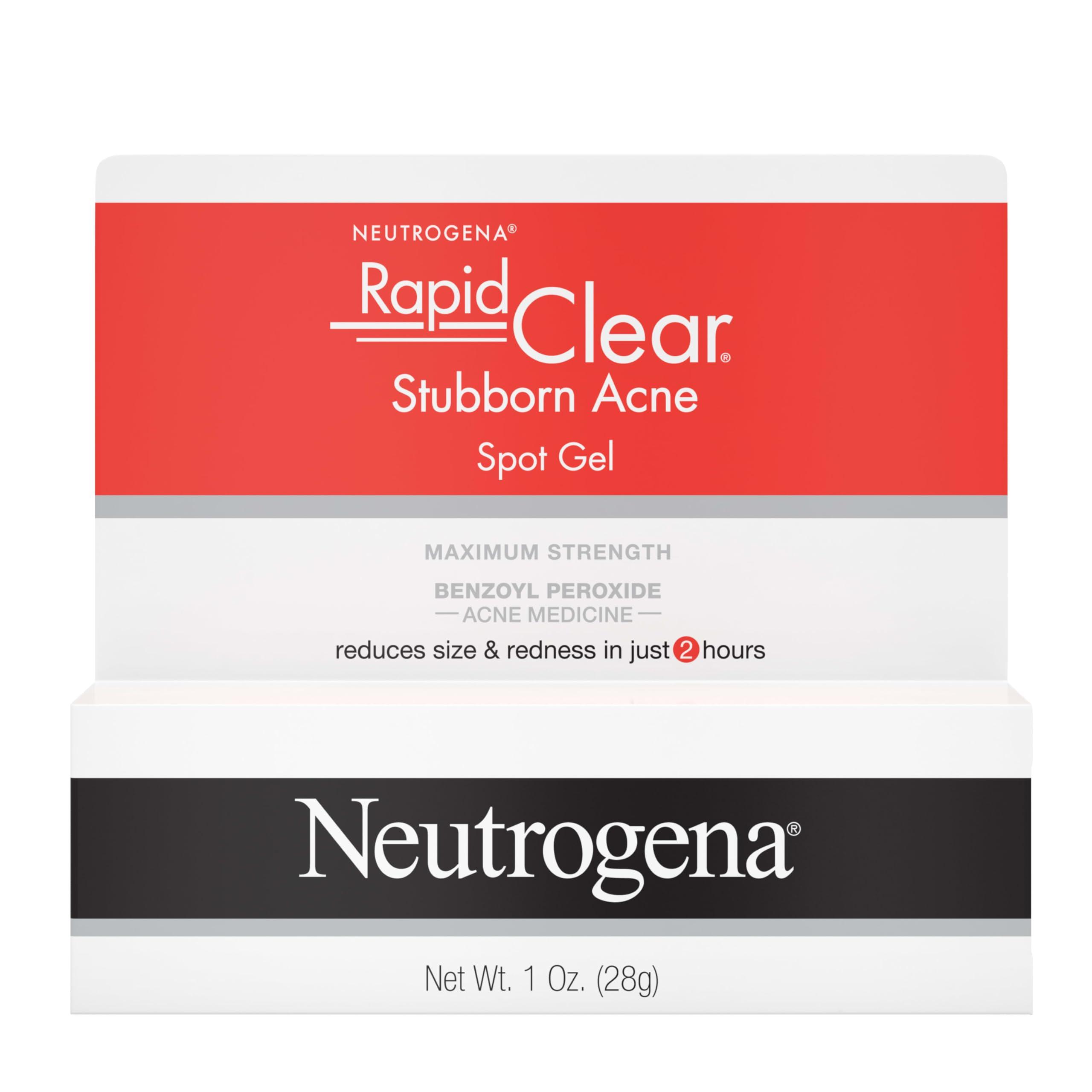 Neutrogena Neutrogena Rapid Clear Stubborn Acne Spot Treatment Gel with Maximum Strength 10% Benzoyl Peroxide Acne Treatment Medication, Pimple Cream for Acne Prone Skin Care, 1 oz