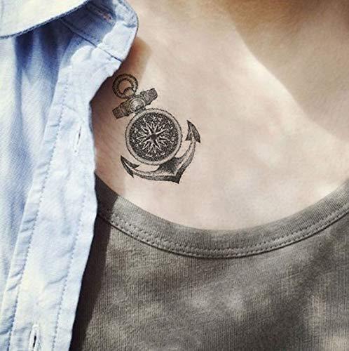 SanerLian SanerLian Anchor Ship Temporary Tattoo Sticker Waterproof Fake Tatoo Men Women Adult Boys Teens Body Art 10.5X6cm Set of 12 (SF032)
