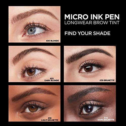 L'Oréal Paris L'Oreal Paris Micro Ink Pen by Brow Stylist, Longwear Brow Tint, Hair-Like Effect, Up to 48HR Wear, Precision Comb Tip, Brunette, 0.033 fl; oz.