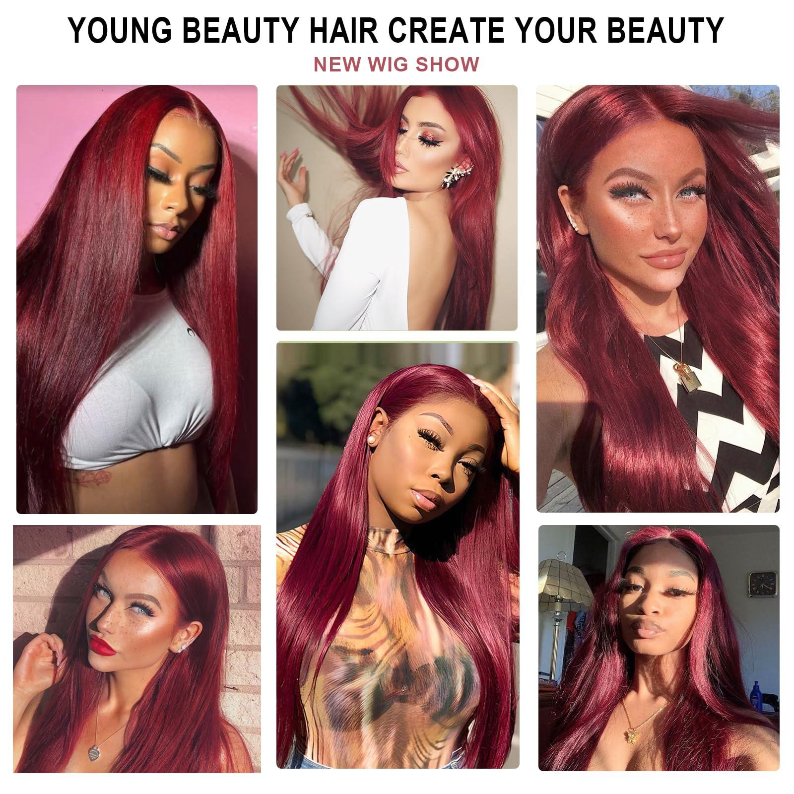 Xinran Xinran Wine Red Wigs For Women Long Straight Red Wig Middle Part Synthetic Wig Nature Looking Wine Red Wig 30 Inches for Cosplay Halloween Party