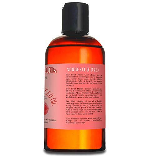 Natural Born Oils 8oz Pomegranate Seed Oil, 100% Pure and Natural, Organic and Rich in Antioxidants for Supple, Soft Skin and Hair - Includes Pump & Flip Cap