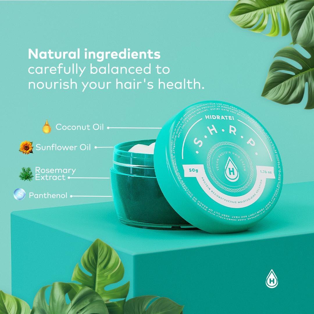 Hidratei Brazilian Beauty Hair Protein Cream | Damaged & Dry Hair Treatment | Split End Repair | Deep Hydration | Leave in Treatment | Moisturize and Shine | Hair Repair 1.76 Oz.