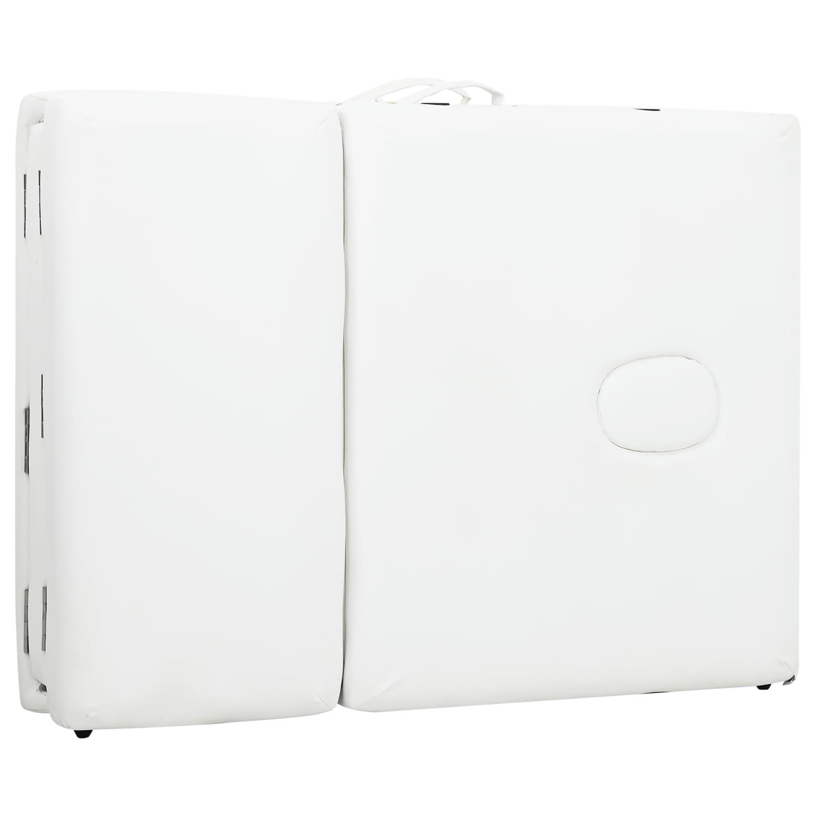 vidaXL vidaXL - Foldable 4-Zone Massage Table in Creme White - Aluminum Frame, High-Density Foam Padding, Adjustable and Portable for Outdoors, Clinics, Therapy Centres