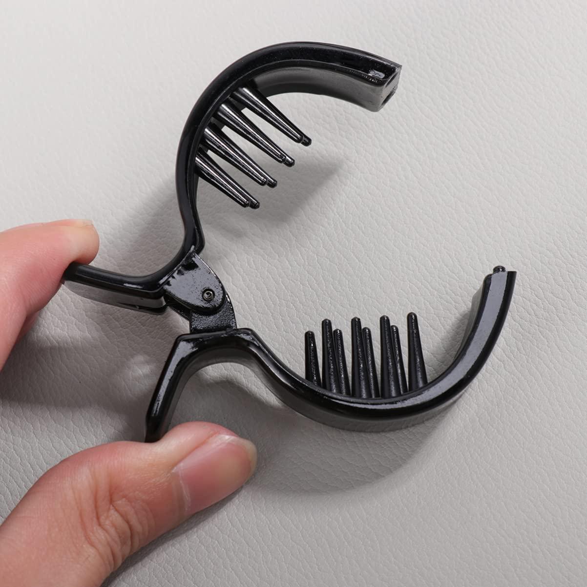 SOLUSTRE SOLUSTRE 2pcs Round Toothed Hair Black Hair Clips Hair Combs for Women Round Hair Clip Styling Hair Clips Ponytail Claw Clip Updo Ponytail Clip Claw Clips Toothed Hair Clip Girl Miss Holder