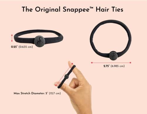 SWIRLYCURLY Snap Hair Ties for Thick, Natural, Curly Hair | No Slip, No Tension Pro Hair Tie | Strong Ponytail Holder (5 Pack, Black)