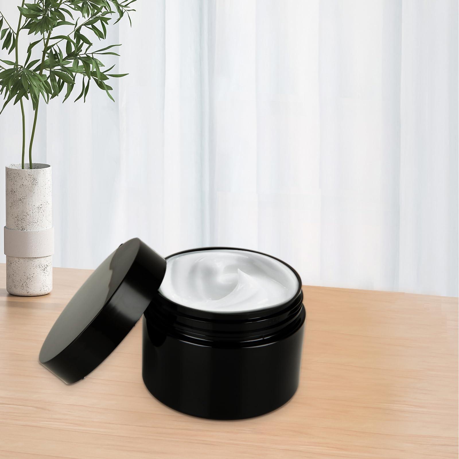 Acrux7 Acrux7 40 Pack 4 oz Black Plastic Jars, Small Round Cosmetic Cream Jars with Lids & Labels, Refillable Plastic Cream Container 120 ml Leak Proof Travel Jars for Creams, Lotion, Body Butter, Body Scrub