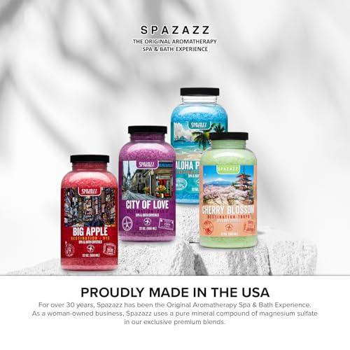 SPAZAZZ Hot Tub & Spa Aromatherapy Bath Salt Crystal Scents Spazazz Destinations Collection Bundle Aloha Paradise, Big Apple, City of Love, Cherry Blossom - Skin Moisturizer - Will Not Damage Spas & Hot Tubs