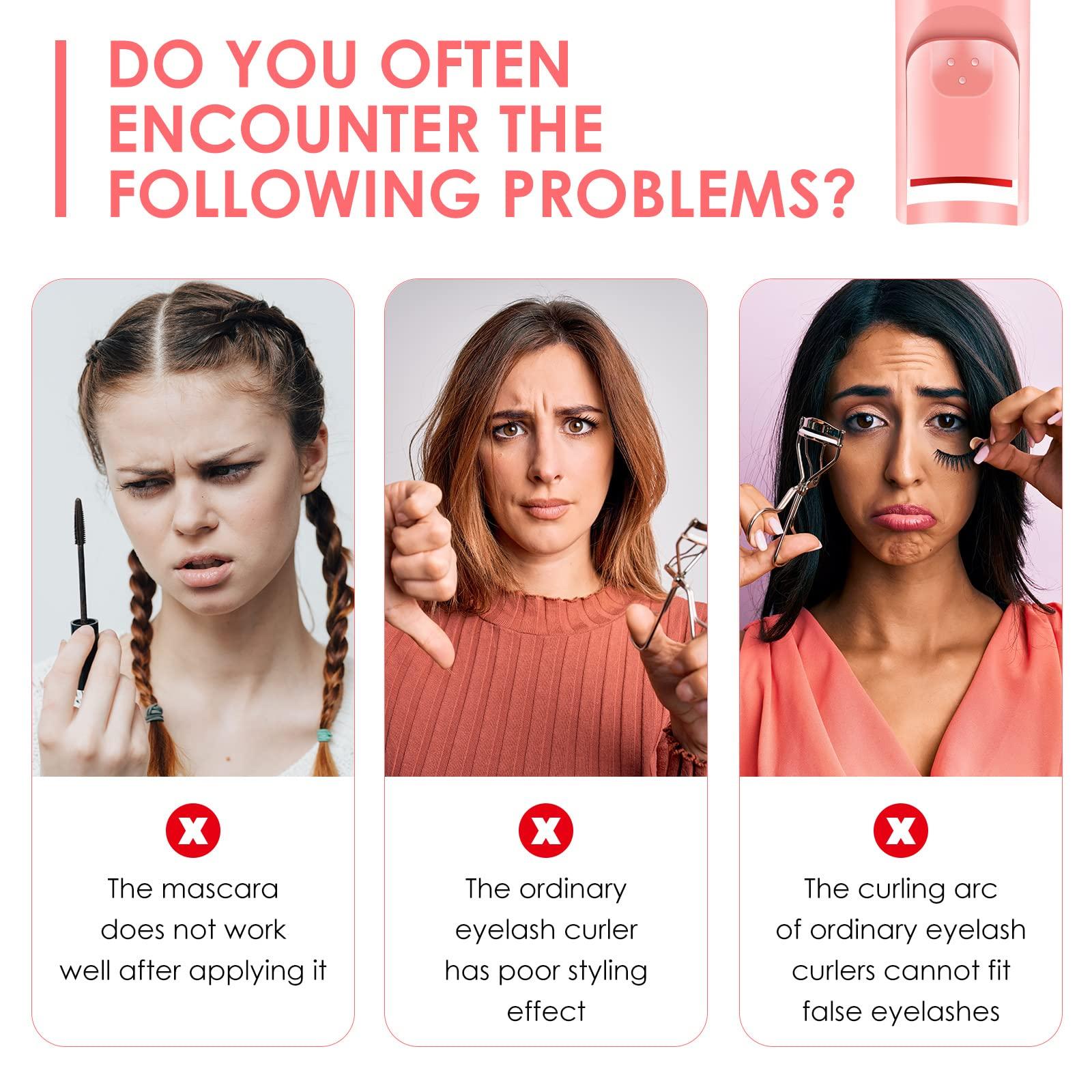 MGDYSS Heated Eyelash Curlers, Electric Eyelash Curlers, Rechargeable Lash Curler with Flexible Silicone Pad, Long-Lasting, Natural Curling Eye Lashes, Pink