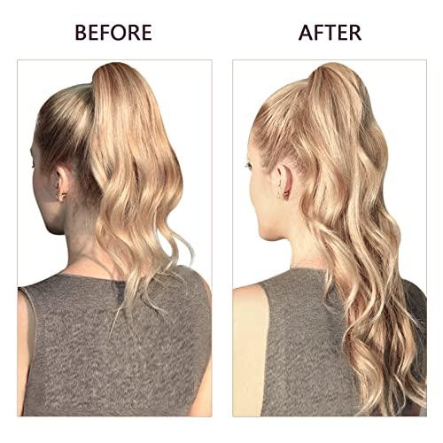 RUNATURE Buy Together Save More: #16p24 Light Blonde Mix Dark Blonde Ponytail Extension Human Hair 14Inch 70g and Clip in Hair Extensions 14Inch 80g (Total 2 Packs)