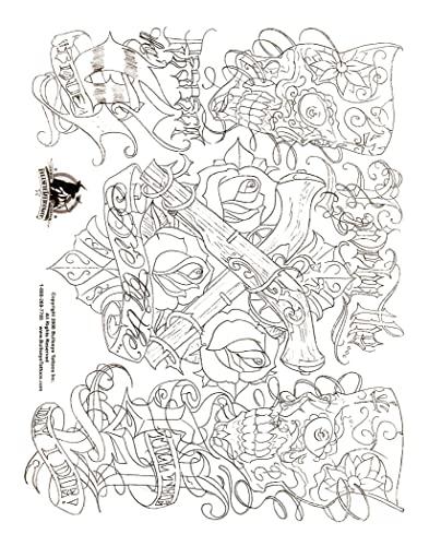 Tattoo Life Boog Gangsta Style Tattoo Flash Set 5 Sheets With Linework, Gangster, 11x14" 3