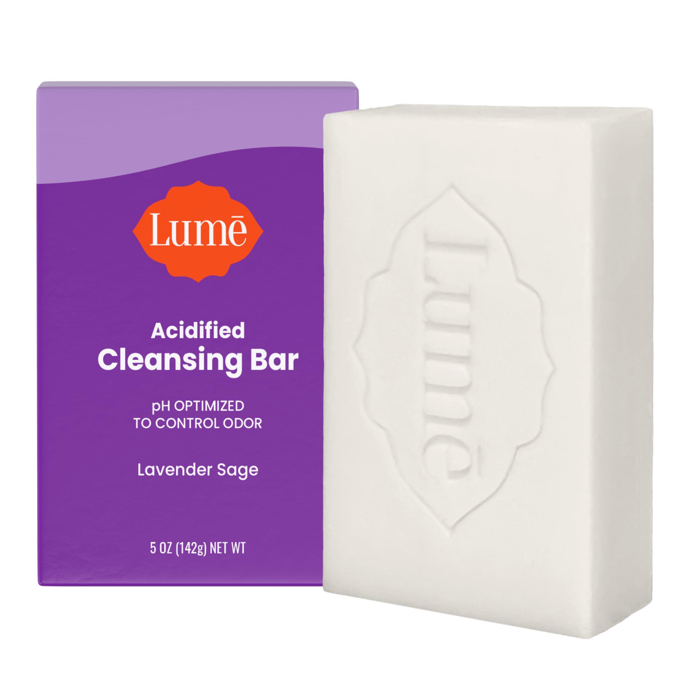 Lume Lume Acidified Body Cleansing Bar - 24 Hour Odor Control - Removes Odor Better than Soap - Moisturizing Formula - Formulated Without SLS and Parabens - OB/GYN Developed - 8.5 ounce (Lavender Sage)