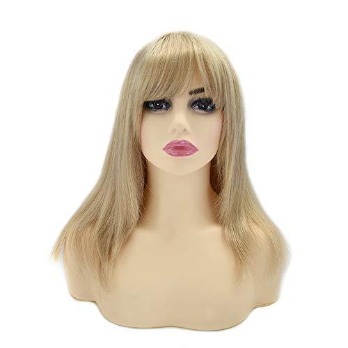LHC Hand-Tied Mono Top Wig Brown Blonde Straight Synthetic Hair Monofilament Wigs (#P613)